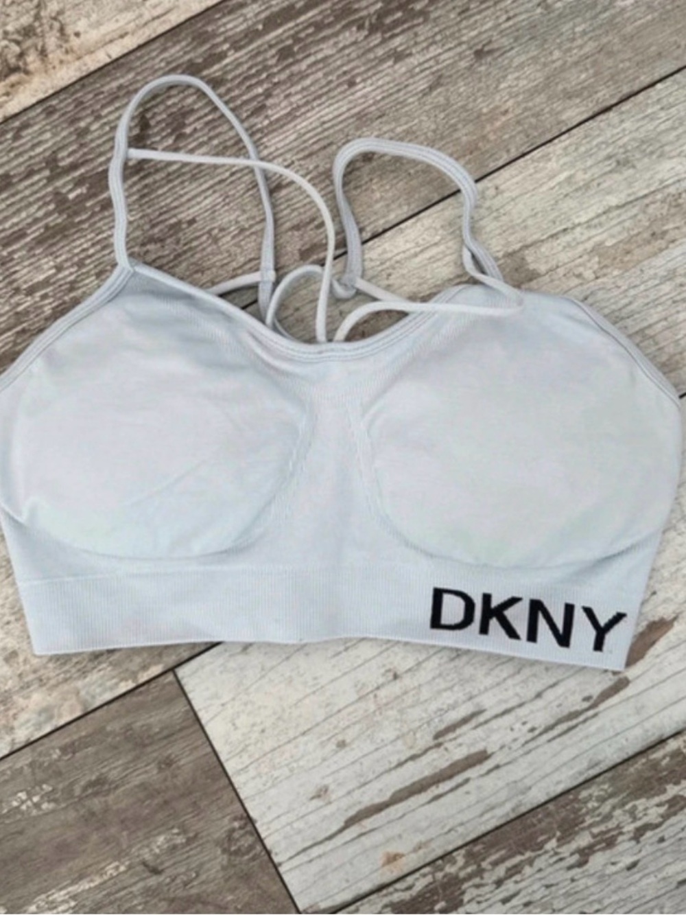 DKNY White Seamless Light Support Sports Bralette